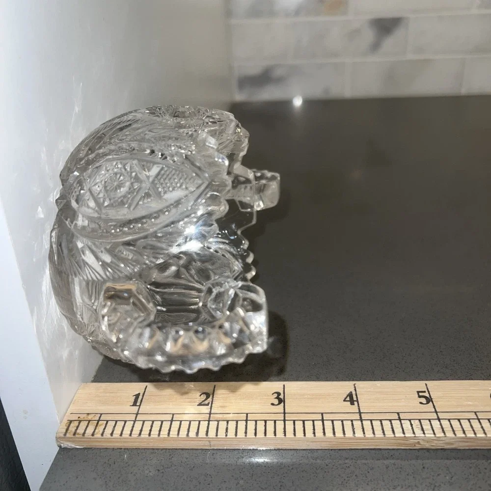 Vtg American Brilliant Period Cut Glass Sugar Bowl Double Handle Sawtooth